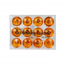 1.75 Inch Clear Orange Gel Floating Candles (12pc/Box)