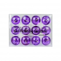 1.75 Inch Clear Purple Gel Floating Candles (12pc/Box)