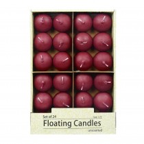 1 3/4 Inch Burgundy Floating Candles (24pc/Box)