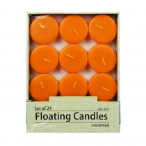 2 1/4 Inch Orange Floating Candles (24pc/Box)