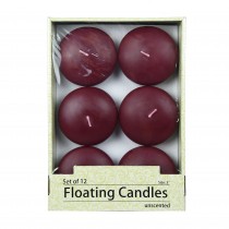 3 Inch Burgundy Floating Candles (72pcs/Case) Bulk