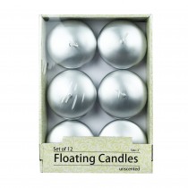 3 Inch Metallic Silver Floating Candles (12pc/Box)