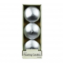 4 Inch Metallic Silver Floating Candles (24pcs/Case) Bulk