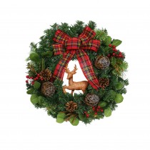 24 inch Christmas Wreath with Deer