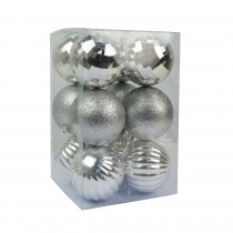Silver 12Pc 2.75 Inch Christmas Ornament
