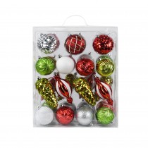 30Pk Christmas Shatterproof Ornaments-Multi