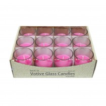 Hot Pink Round Glass Votive Candles (96pcs/Case) Bulk