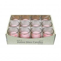Light Rose Round Glass Votive Candles (12pc/Box)
