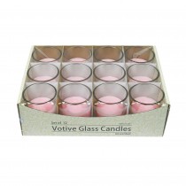 Light Rose Round Glass Votive Candles (96pcs/Case) Bulk