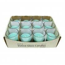 Aqua Round Glass Votive Candles (96pcs/Case) Bulk