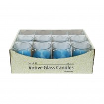 Turquoise Round Glass Votive Candles (12pc/Box)