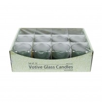 Hunter Green Round Glass Votive Candles (12pc/Box)