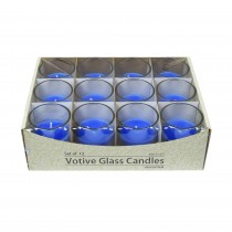 Blue Round Glass Votive Candles (12pc/Box)