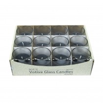 Black Round Glass Votive Candles (12pc/Box)