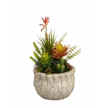 Floral arrangement with resin pot