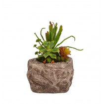 Floral arrangement with resin pot