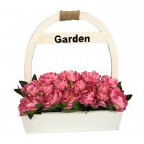 16.5 Inch Peony with wooden Basket