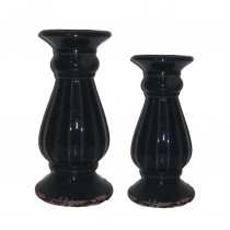 S/2 CERAMIC CANDLE HOLDER