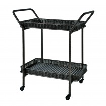 Espresso Wicker Serving Cart