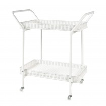White Wicker Serving Cart
