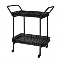 Black Wicker Serving Cart