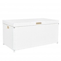 White Wicker Patio Furniture Storage Deck Box