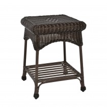 Outdoor Espresso Wicker Patio Furniture End Table