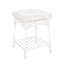 Outdoor White Wicker Patio Furniture End Table