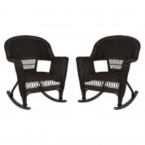 Espresso Rocker Wicker Chair Without Cushion-  Set of 2