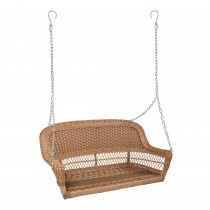 Honey Resin Wicker Porch Swing