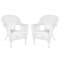 White Wicker Chair Without Cushion - Set of 2