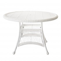 White Wicker 44 Inch Round Dining Table