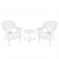 White Wicker Chair And End Table Set Without Cushion