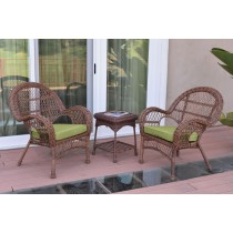 3pc Santa Maria Honey Wicker Chair Set - Sage Green Cushions