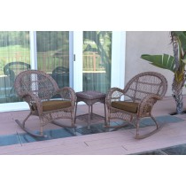 3pc Santa Maria Honey Rocker Wicker Chair Set - Brown Cushions