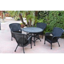 5pc Windsor Black Wicker Dining Set - Black Cushions