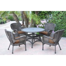 5pc Windsor Espresso Wicker Dining Set with Brown Cushions
