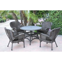 5pc Windsor Espresso Wicker Dining Set with Black Cushions