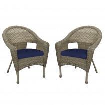 Set of 2 Resin Wicker Clark Single Chair with 2 inch Midnight Blue Cushion