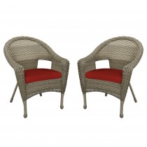 Set of 2 Resin Wicker Clark Single Chair with 2 inch Brick Red Cushion