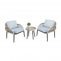 3PC ROPE WICKER CUSH CHAT SET GREY
