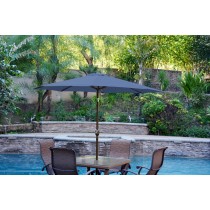 9ft. Aluminum Patio Market Umbrella Tilt with Crank - Blue Fabric/Champagne Pole