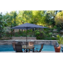 6.5FT x 10FT Aluminum Patio Market Umbrella Tilt with Crank - Blue Fabric/Black Pole