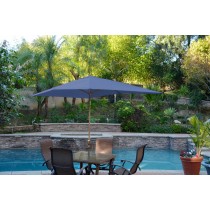 6.5FT x 10FT Aluminum Patio Market Umbrella Tilt with Crank - Blue Fabric/Bronze Pole