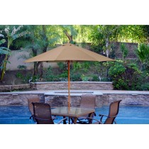 9ft. Wood Market Umbrella - Brown