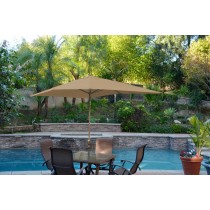 6.5FT x 10FT Aluminum Patio Market Umbrella Tilt with Crank - Brown Fabric/Bronze Pole