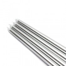 12 Inch Metallic Silver Taper Candles (1 Dozen)