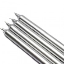 10 Inch Metallic Silver Straight Taper Candles (144pcs/Case) Bulk