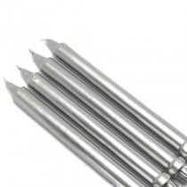 10 Inch Metallic Silver Formal Dinner Taper Candles (144pcs/Case) Bulk