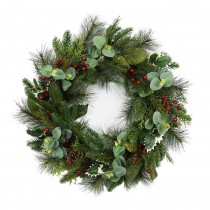 26 inch Eucalyptus Christmas Wreath with Pinecones